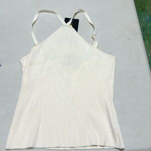 NWT ivory halter tank knitted fabric size XL